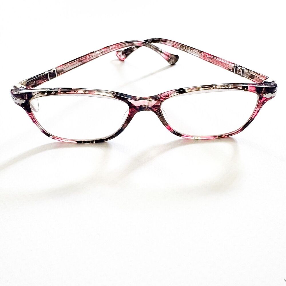 READ Persol Womens Eyeglasses Pink Pattern FRAMES ONLY Splayed Flared 52-16-140 - Picture 2 of 13